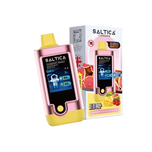 Saltica Digital 20000 pufluk kullan-at vape, kızılcık mango greyfurt karışımıyla uygun fiyatlı salt nikotin keyfi sunar.