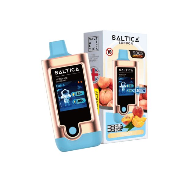 Uygun fiyatlı Saltica Digital 20000 Peach Ice, uzun süreli kullanım için şeftali buzlu salt nikotin sunar.