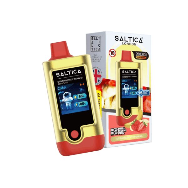 Çilek ve muz aromalı Saltica Digital 20000 kullan-at vape bar, 20.000 puf ve uygun fiyatıyla salt nikotin keyfi sunar.
