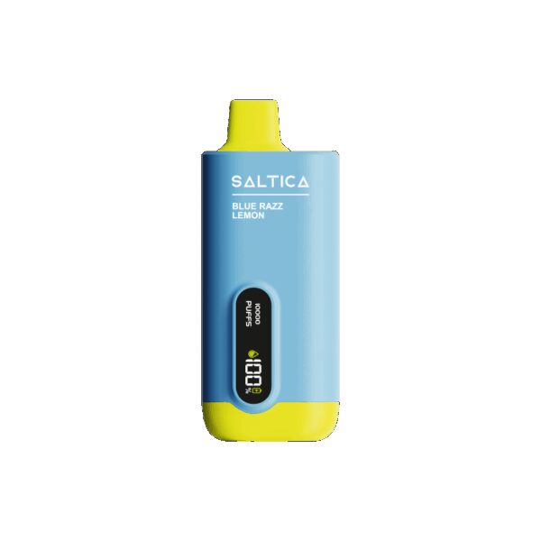 Uygun fiyatıyla 10000 puflamalık taze Blue Razz Lemon lezzeti ve salt nikotin sunan ekranlı vape bar.