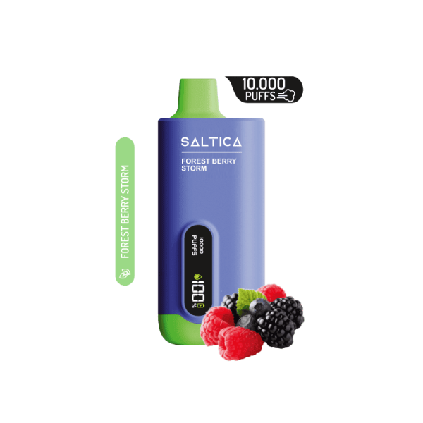 Saltica Ekranlı 10000 Forest Berry Storm 10000 pufluk Saltica Ekranlı Forest Berry Storm, taze orman meyveleri lezzetini uygun fiyata sunan salt nikotinli kullan-at vape bar.