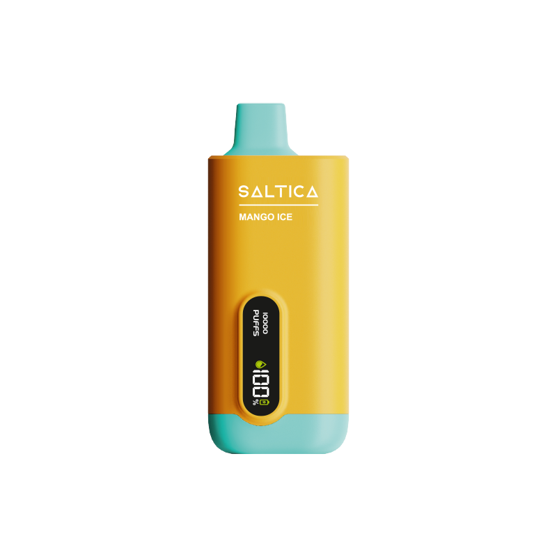 Saltica Ekranlı 10000 Mango Ice Uygun fiyatıyla 10000 pufluk mango ve buz aromalı salt nikotin keyfi sunan ekranlı kullan at vape bar.