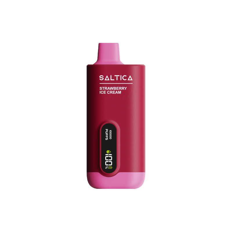 Saltica Ekranlı 10000 Strawberry Ice Cream Ekranlı kullan-at tasarımıyla çilekli dondurma tadında salt nikotin sunan uygun fiyatlı bir vape bar.