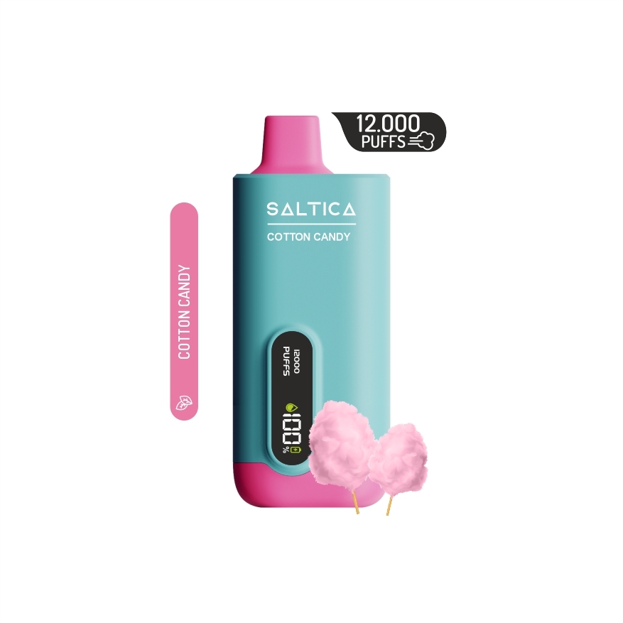 Saltica Ekranlı 12000 Cotton Candy Vape Bar Pamuk şekeri aromalı ekranlı 12000 puf sunan bu kullan at vape bar, uygun fiyatı ve salt nikotiniyle öne çıkar.