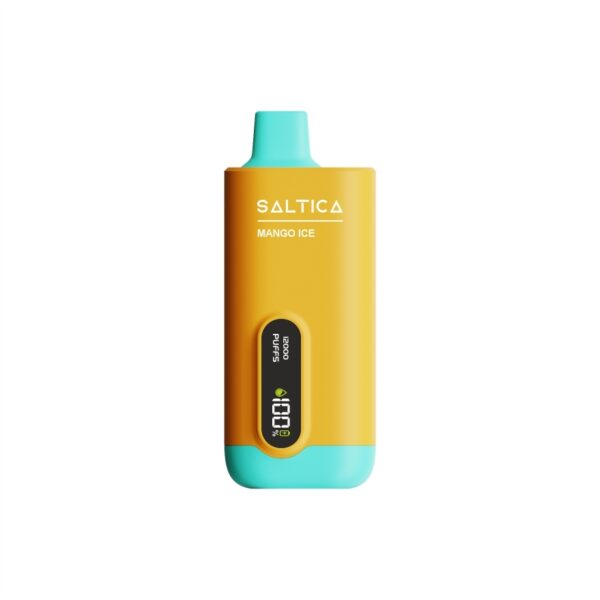 Ekranlı tasarımı ve uygun fiyatıyla Saltica 12000 Mango Ice salt nikotin vape bar, taze mango ve buz ferahlığı sunar.