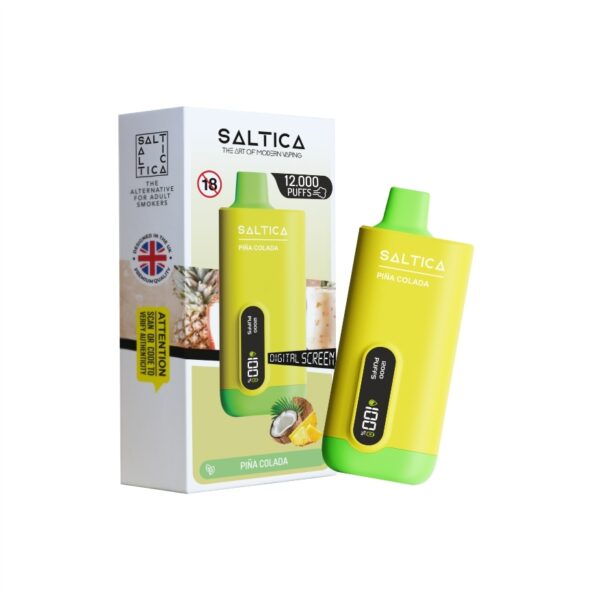 Uygun fiyatlı Saltica ekranlı 12000 puff Pina Colada kullan at vape bar, salt nikotin ile taze ananas ve hindistan cevizi aroması sunar.