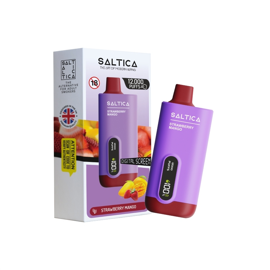 Saltica Ekranlı 12000 Strawberry Mango Saltica Ekranlı 12000 Strawberry Mango, uygun fiyatıyla 12000 pufluk taze çilek ve mango salt nikotin keyfi sunar.