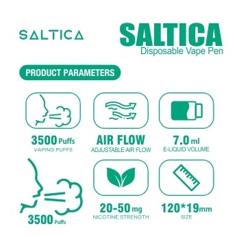 Saltica Fresh Mint Kullan At Vape Ferahlatıcı nane aromalı Saltica Fresh Mint kullan-at vape, uygun fiyatı ve şarj edilebilir bataryasıyla uzun süreli kullanım sunar.