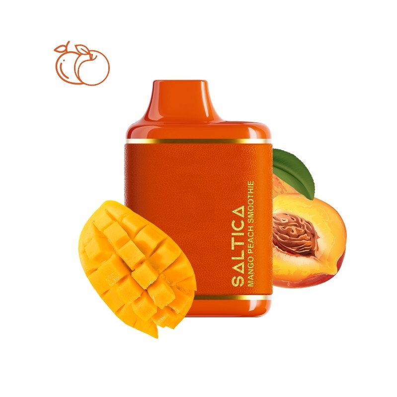 Saltica Leather 7000 Mango Peach Smoothie Olgun mango ve şeftali aromalı Saltica Leather 7000 puf kullan-at vape bar, yoğun buhar ve uygun fiyatıyla salt nikotin keyfi sunar.