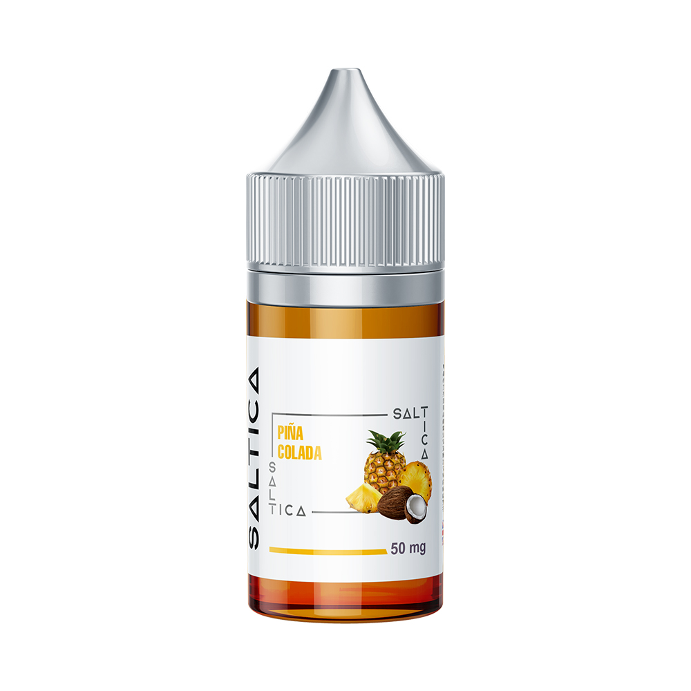 Saltica Pina Colada Salt Likit Tropikal Ananas Hindistan Uygun fiyatıyla tropikal ananas ve hindistan cevizi lezzetini sunan Saltica Pina Colada salt nikotin likiti.