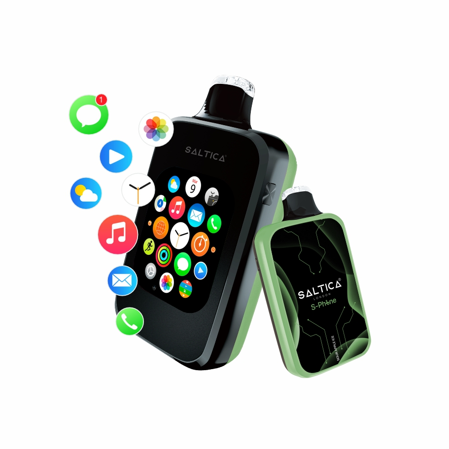 Saltica S-Phone 30000 Sour Apple Ice Ferahlatıcı ekşi elma buz aroması ve 30.000 puf kapasitesiyle uygun fiyatlı salt nikotin deneyimi sunan Saltica S-Phone.