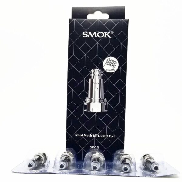 Smok Nord 2 için 0.8 Ohm DC MTL 5'li coil seti, yoğun buhar ve lezzetle salt nikotin uyumlu uygun fiyatlı yedek parça.