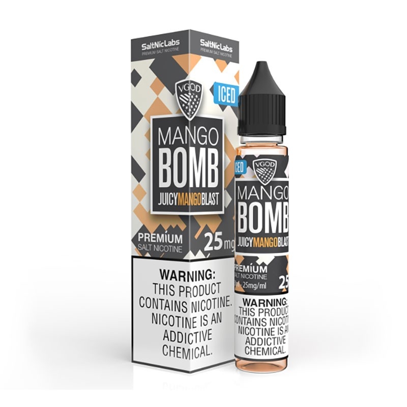 Vgod Mango Bomb Ice Likit Uygun fiyatlı salt nikotin sıvısı Vgod Mango Bomb Ice, pod cihazlarda yoğun mango ve ferahlatıcı buz tadı sunar.