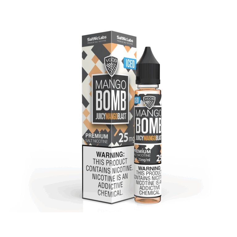 Uygun fiyatlı Vgod 30ml Mango Bomb salt nikotin likiti, yoğun mango tadı ve tatmin edici buhar sunar.