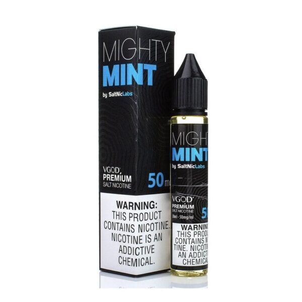 Uygun fiyata yoğun nane ferahlığı ve yüksek salt nikotin keyfi sunan Vgod Mighty Mint likit.