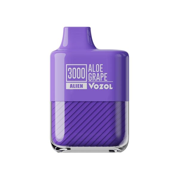 Uygun fiyatıyla ferah aloe ve olgun üzüm aromalı Vozol Alien 3000, yüksek kapasiteli salt nikotin sunar.