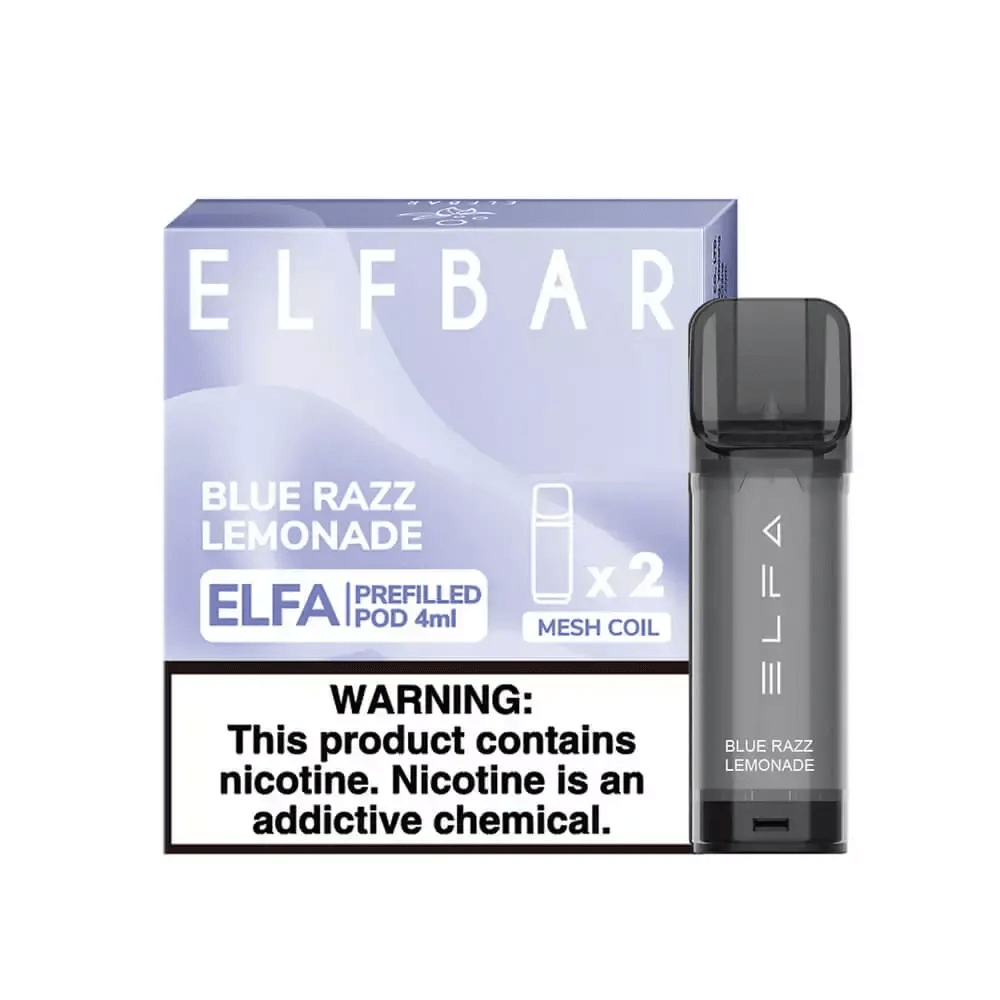 Elf Bar Elfa Blue Razz Lemonade Pod Kartuş Uygun fiyata 4ml salt nikotin ile tatlı yaban mersini ve limonata lezzeti sunan Elf Bar Elfa Blue Razz Lemonade yedek kartuşu.