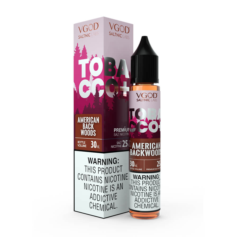 Vgod Tobacco Plus American Backwoods Salt Likit Uygun fiyata klasik Amerikan tütün tadı ve yoğun salt nikotin içimi sunan premium likit.