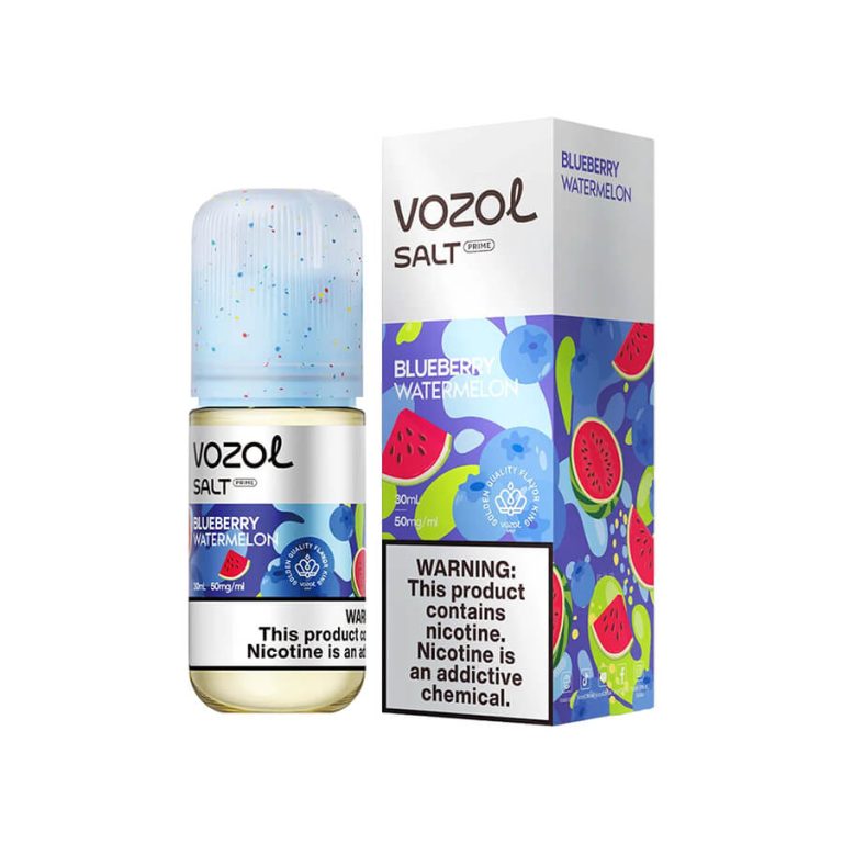 Uygun fiyatlı Vozol Blueberry Watermelon salt likit, yaban mersini ve karpuzun ferah uyumuyla 30MG ve 50MG nikotin seçenekleri sunar.