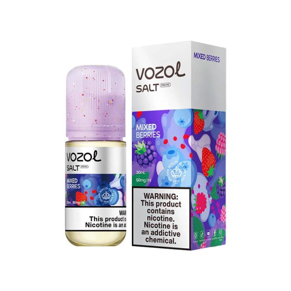 Uygun fiyatlı salt nikotin likit Vozol Mixed Berries 30ML, çilek ve böğürtlen aromalarıyla ferahlatıcı bir lezzet sunar.