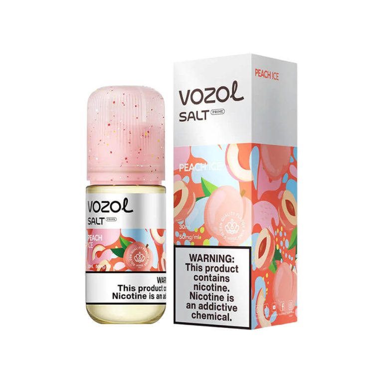Uygun fiyatlı Vozol Peach Ice Salt Likit 30ML, tatlı şeftali ve ferahlatıcı buz etkisiyle 30MG veya 50MG salt nikotin seçeneği sunar.