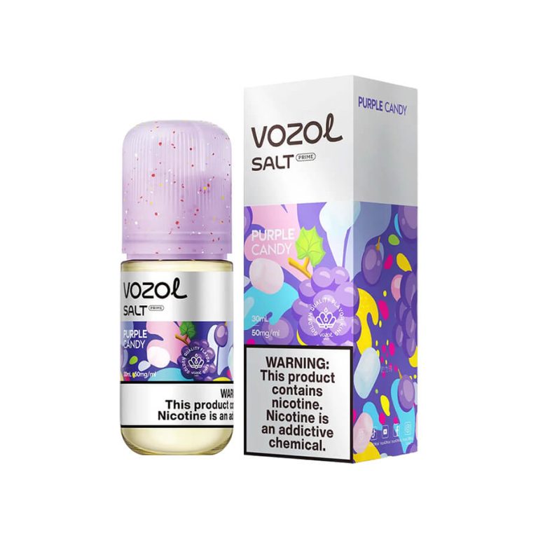 Uygun fiyatlı Vozol Purple Candy Salt Likit, tatlı şekerleme ve meyve notalarıyla 30MG veya 50MG salt nikotin seçeneği sunar.