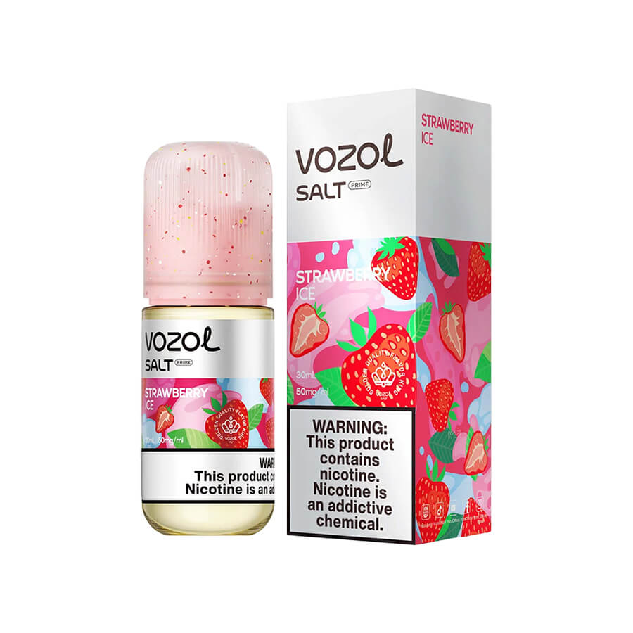 Vozol Strawberry Ice Salt Likit 30/50mg Uygun fiyatlı 30MG ve 50MG salt nikotin seçenekleriyle olgun çilek ve buz ferahlığı sunan Vozol Strawberry Ice likit.