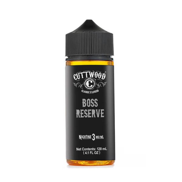 Uygun fiyatlı salt nikotin ile Cuttwood Boss Reserve 120ml premium likit, muz ve ballı tahıl krema aroması sunar.