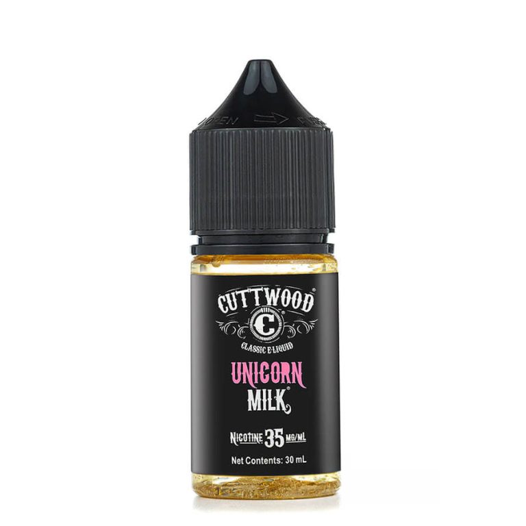 Uygun fiyatlı Cuttwood Unicorn Milk 30ml likit, çilek ve krema aromasıyla 35mg veya 50mg salt nikotin seçeneği sunar.