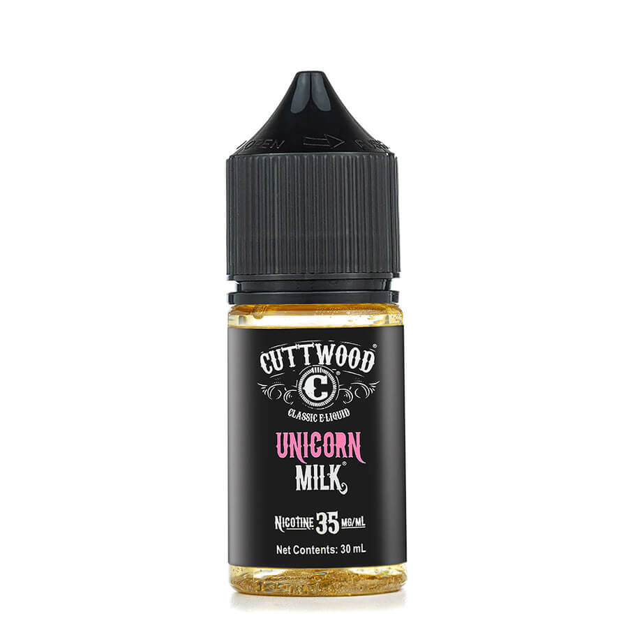 Cuttwood Unicorn Milk Salt Likit 30ml Uygun fiyatlı Cuttwood Unicorn Milk 30ml likit, çilek ve krema aromasıyla 35mg veya 50mg salt nikotin seçeneği sunar.