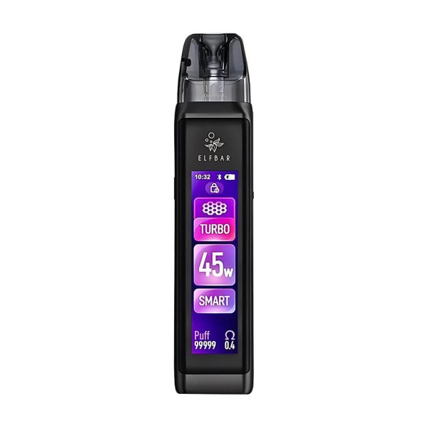Dokunmatik ekranlı Elfbar ELFX Ultra Pod Mod, 45W güç ve 1500 mAh piliyle uygun fiyatlı bir salt nikotin deneyimi sunar.