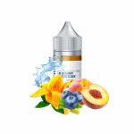 Yaban mersini ve şeftali aromalı ferah slush likiti, 35mg ve 50mg salt nikotin seçenekleriyle uygun fiyatlı lezzet sunar.
