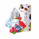 Uygun fiyatlı Saltica Frozen Jam Salt Likit, yaban mersini reçeli, karpuz ve ahududu krema lezzetini buz etkisiyle 35mg veya 50mg salt nikotin seçeneğiyle sunar.